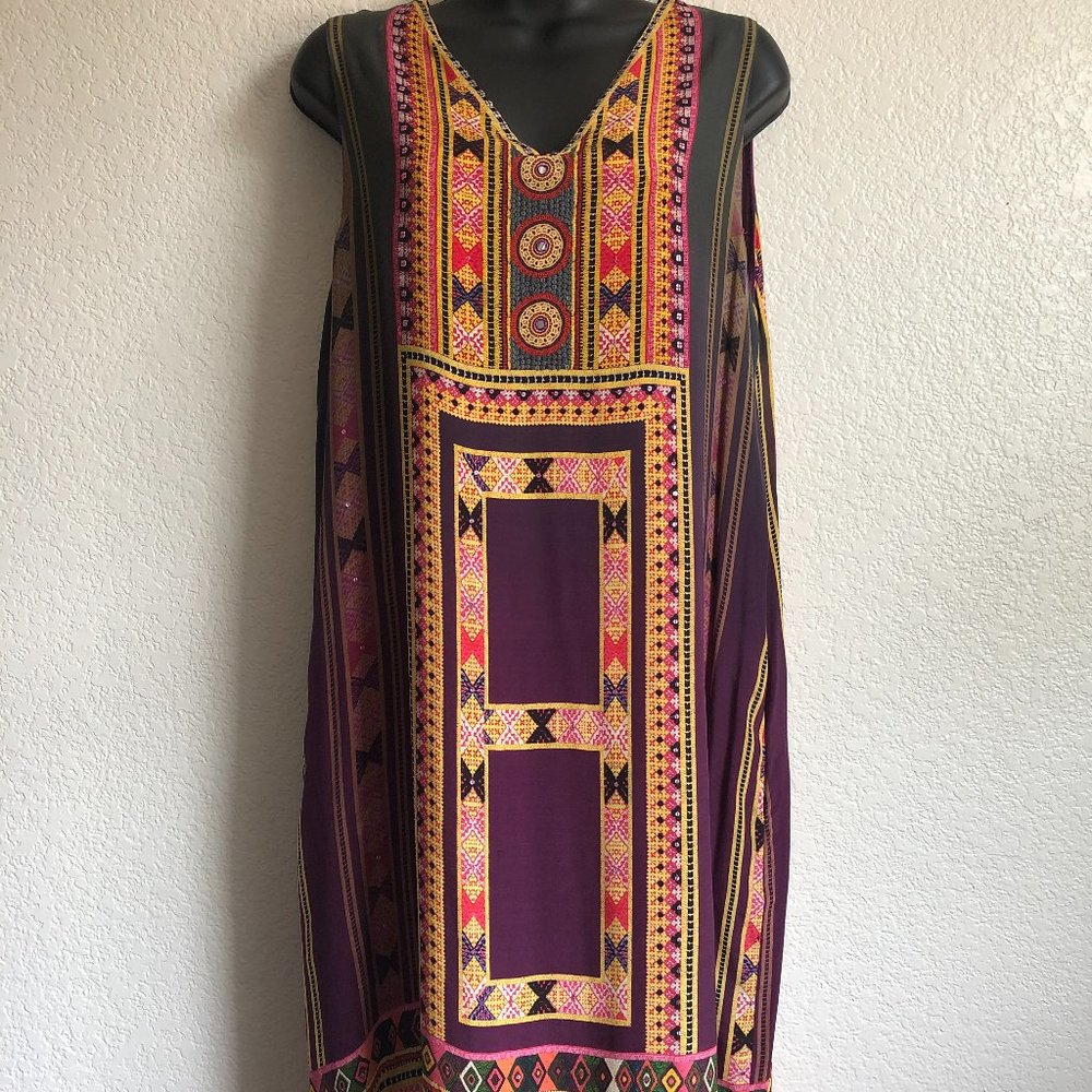 Anthropologie Printed Dress with Sequin Detail, size Medium
